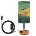 thumbnail image 1 of Touch Control Table Lamp with LED Bulb Bedside Lamp for Bedroom Living Room Green and Yellow Sunset, 1 of 8