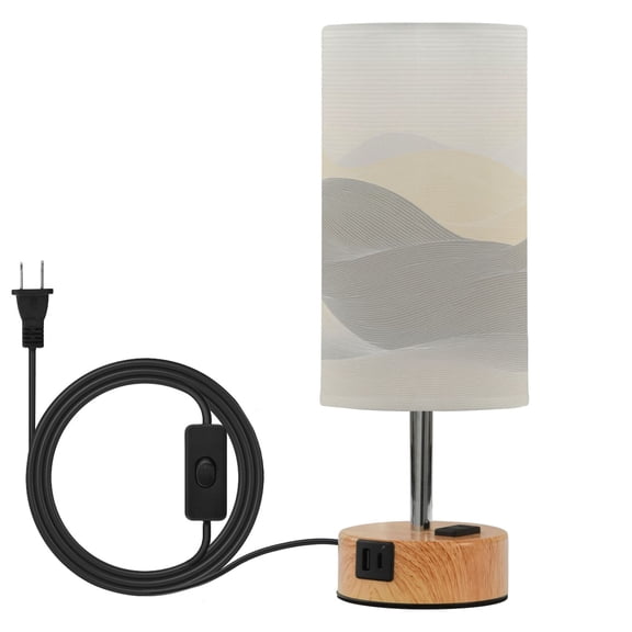 Touch Control Table Lamp with LED Bulb Bedside Lamp for Bedroom Living Room Light Gray Mountains