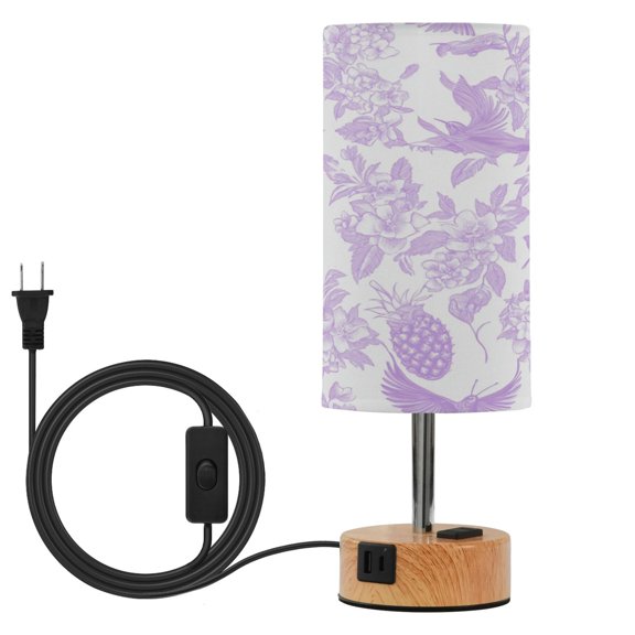 Touch Control Table Lamp with LED Bulb Bedside Lamp for Bedroom Living Room Lilac Floral Motifs