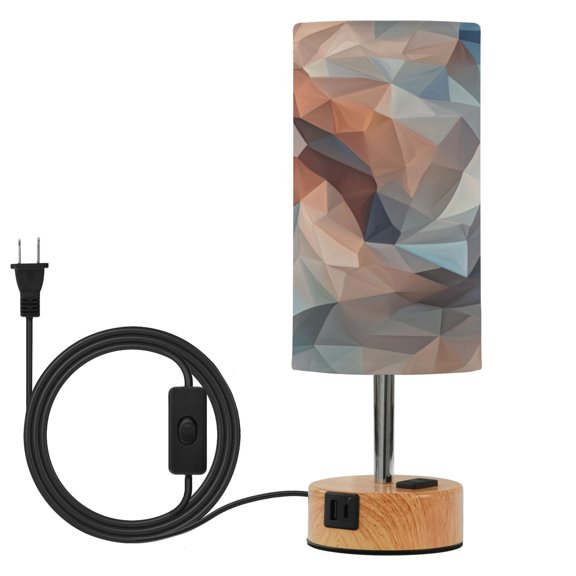 Touch Control Table Lamp with LED Bulb Bedside Lamp for Bedroom Living Room Low-poly Geometric Background