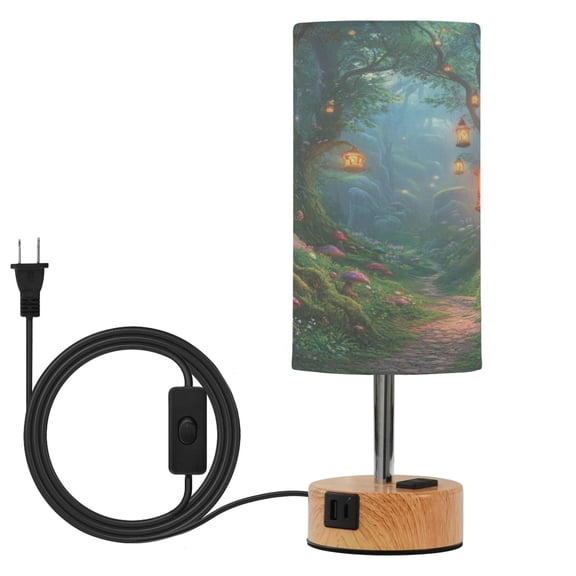 Touch Control Table Lamp with LED Bulb Bedside Lamp for Bedroom Living Room Magic Forest Scene