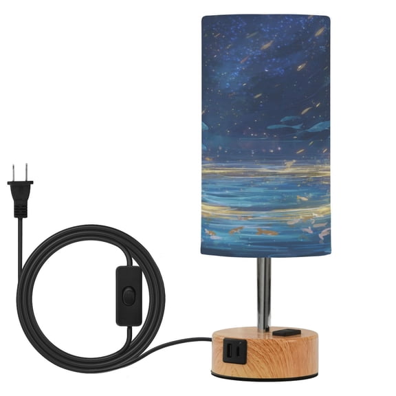 Touch Control Table Lamp with LED Bulb Bedside Lamp for Bedroom Living Room Magical Night Sky with Fish