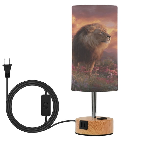 Touch Control Table Lamp with LED Bulb Bedside Lamp for Bedroom Living Room Majestic Powerful Lion
