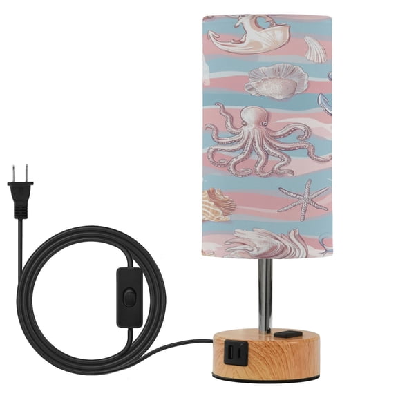 Touch Control Table Lamp with LED Bulb Bedside Lamp for Bedroom Living Room Marine Animal Elements