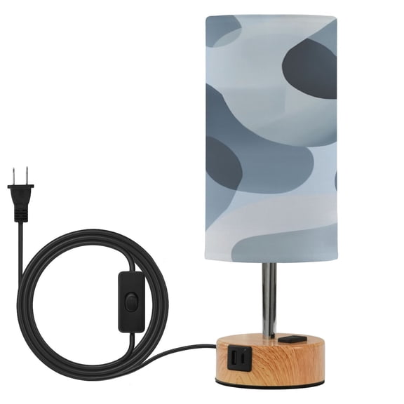 Touch Control Table Lamp with LED Bulb Bedside Lamp for Bedroom Living Room Off-white Circular Pattern