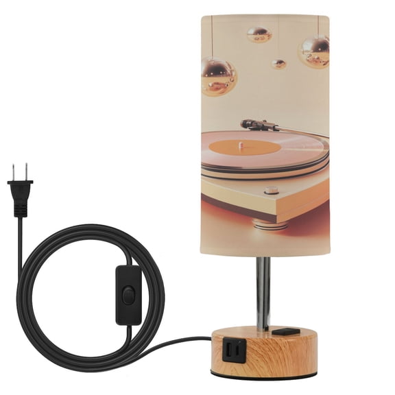 Touch Control Table Lamp with LED Bulb Bedside Lamp for Bedroom Living Room Orange Vinyl Record