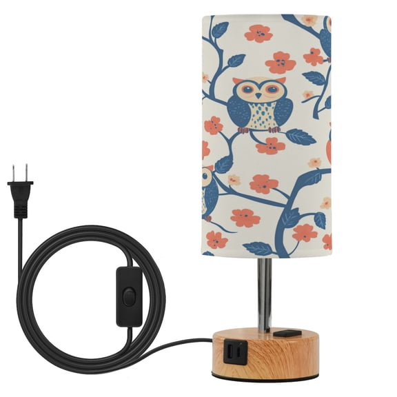 Touch Control Table Lamp with LED Bulb Bedside Lamp for Bedroom Living Room Owl on The Branch