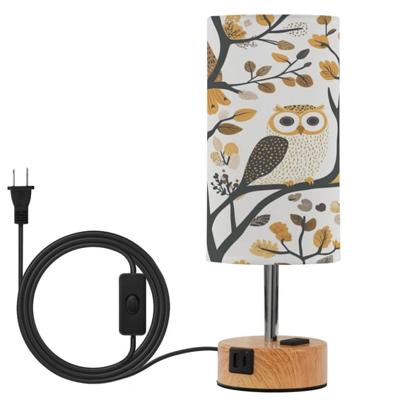 Touch Control Table Lamp with LED Bulb Bedside Lamp for Bedroom Living Room Owls and Plants