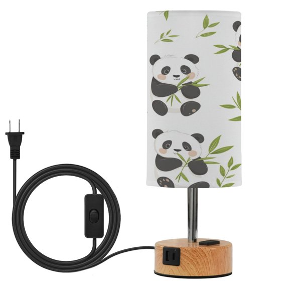 Touch Control Table Lamp with LED Bulb Bedside Lamp for Bedroom Living Room Panda Eating Bamboo