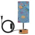 thumbnail image 1 of Touch Control Table Lamp with LED Bulb Bedside Lamp for Bedroom Living Room Parrots and Dolphins Pattern, 1 of 8