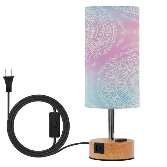 Touch Control Table Lamp with LED Bulb Bedside Lamp for Bedroom Living Room Pastel Rainbow Gradient Background