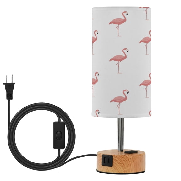 Touch Control Table Lamp with LED Bulb Bedside Lamp for Bedroom Living Room Pink Flamingo Pattern