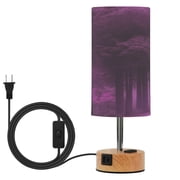 Touch Control Table Lamp with LED Bulb Bedside Lamp for Bedroom Living Room Purple Forest