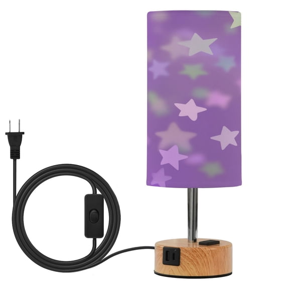 Touch Control Table Lamp with LED Bulb Bedside Lamp for Bedroom Living Room Purple Stars Pastel Colors