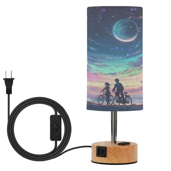 Touch Control Table Lamp with LED Bulb Bedside Lamp for Bedroom Living Room Rainbow Sky Background