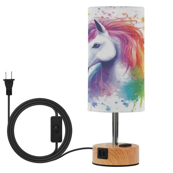 Touch Control Table Lamp with LED Bulb Bedside Lamp for Bedroom Living Room Rainbow-colored Unicorn