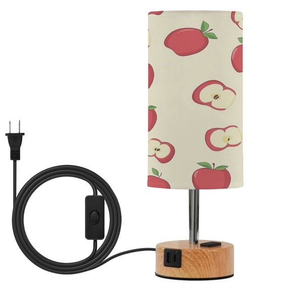 Touch Control Table Lamp with LED Bulb Bedside Lamp for Bedroom Living Room Red Apple Pattern