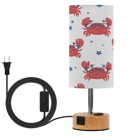 Touch Control Table Lamp with LED Bulb Bedside Lamp for Bedroom Living Room Red Crabs Pattern