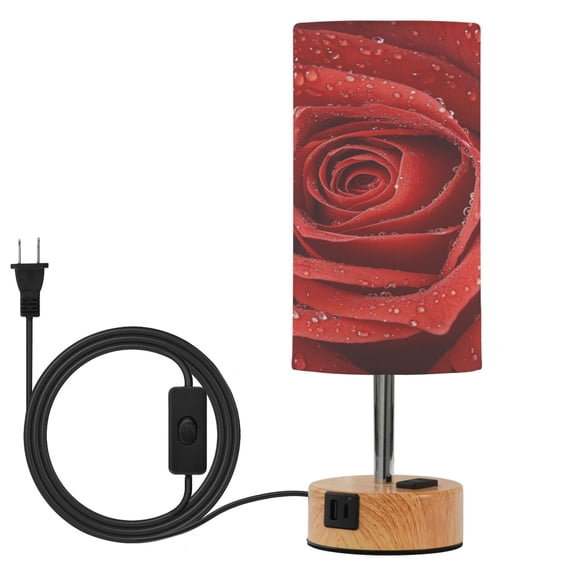 Touch Control Table Lamp with LED Bulb Bedside Lamp for Bedroom Living Room Red Roses