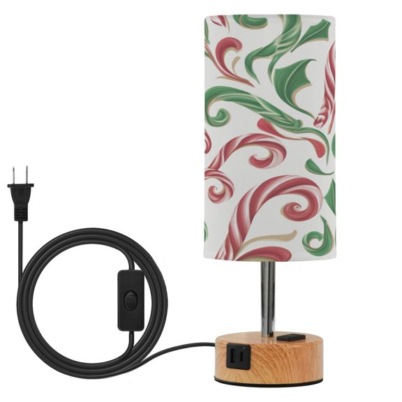 Touch Control Table Lamp with LED Bulb Bedside Lamp for Bedroom Living Room Red and Green Candy-cane