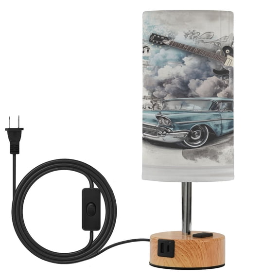 Touch Control Table Lamp with LED Bulb Bedside Lamp for Bedroom Living Room Rock Elements Mural