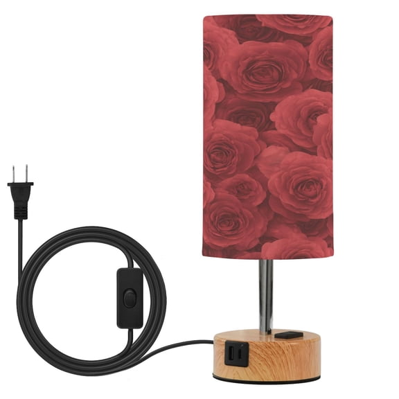 Touch Control Table Lamp with LED Bulb Bedside Lamp for Bedroom Living Room Romantic Red Roses in Rows