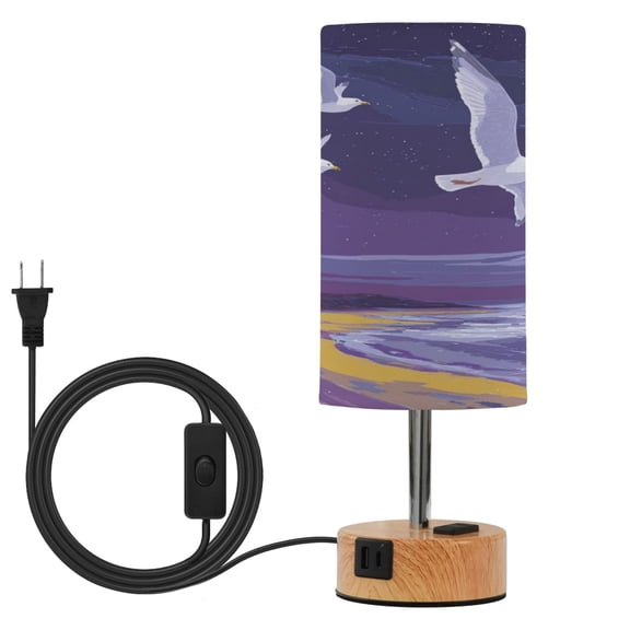 Touch Control Table Lamp with LED Bulb Bedside Lamp for Bedroom Living Room Seagulls and The Beach