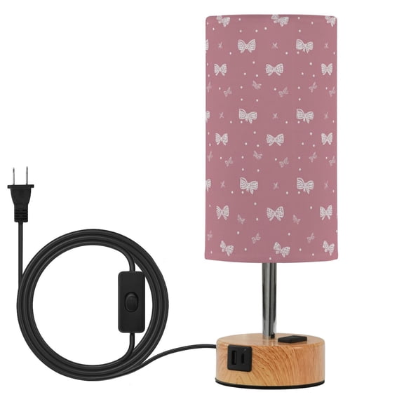 Touch Control Table Lamp with LED Bulb Bedside Lamp for Bedroom Living Room Small Bows and Dots Pattern