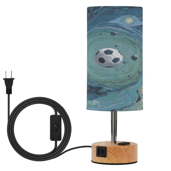 Touch Control Table Lamp with LED Bulb Bedside Lamp for Bedroom Living Room Soccer Ball Floating in Space
