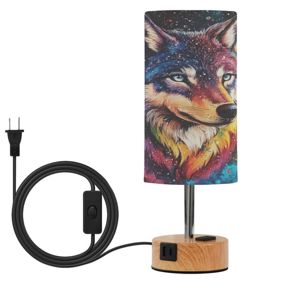 Touch Control Table Lamp with LED Bulb Bedside Lamp for Bedroom Living Room Star-studded Wolf