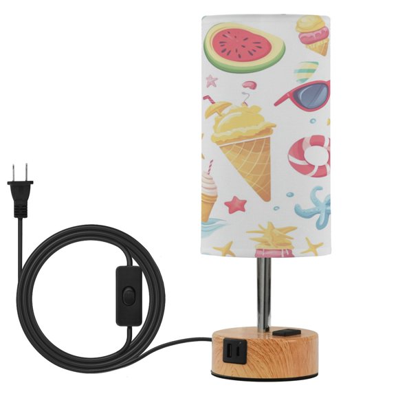 Touch Control Table Lamp with LED Bulb Bedside Lamp for Bedroom Living Room Summer Beach Elements