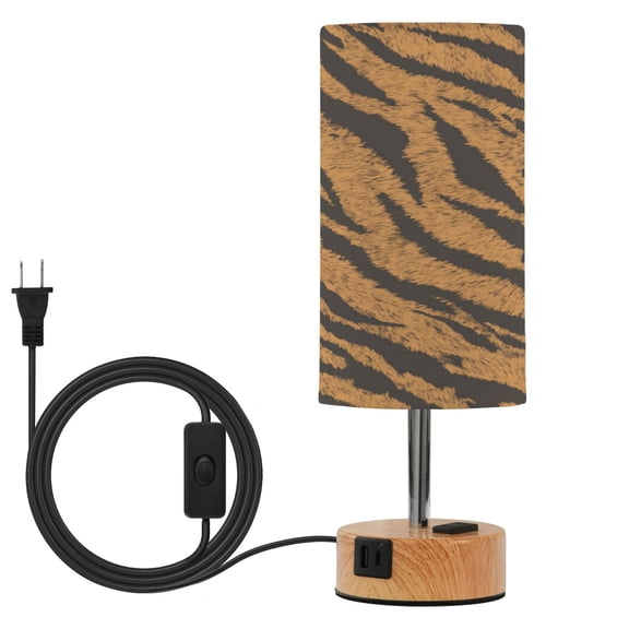 Touch Control Table Lamp with LED Bulb Bedside Lamp for Bedroom Living Room Tiger Stripes Pattern