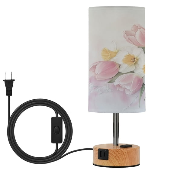 Touch Control Table Lamp with LED Bulb Bedside Lamp for Bedroom Living Room Tulips and Daffodils