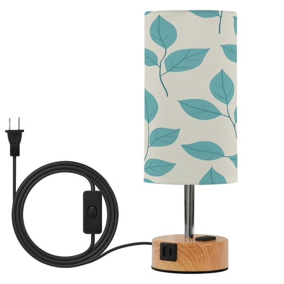 Touch Control Table Lamp with LED Bulb Bedside Lamp for Bedroom Living Room Turquoise Leaf