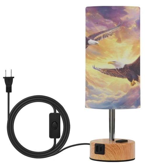 Touch Control Table Lamp with LED Bulb Bedside Lamp for Bedroom Living Room Two Bald Eagles