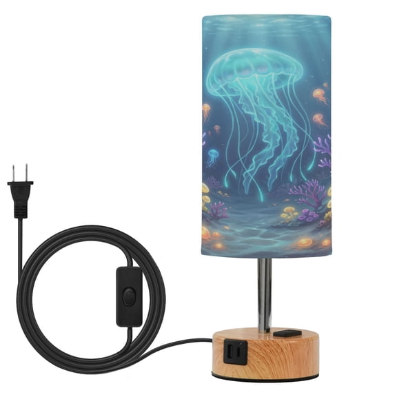 Touch Control Table Lamp with LED Bulb Bedside Lamp for Bedroom Living Room Underwater Fantasy Scene