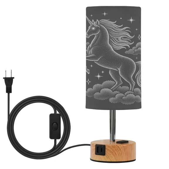 Touch Control Table Lamp with LED Bulb Bedside Lamp for Bedroom Living Room Unicorn Made Of White Dots