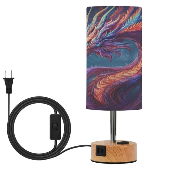 Touch Control Table Lamp with LED Bulb Bedside Lamp for Bedroom Living Room Vibrant Colors Dragon