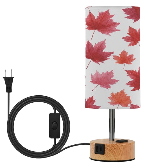 Touch Control Table Lamp with LED Bulb Bedside Lamp for Bedroom Living Room Vibrant Red Maple Leaves