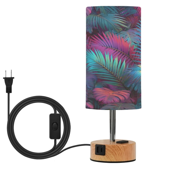 Touch Control Table Lamp with LED Bulb Bedside Lamp for Bedroom Living Room Vibrant and Shimmering Jungle