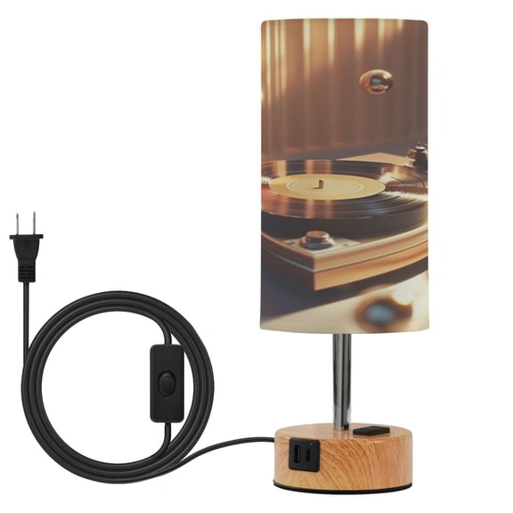 Touch Control Table Lamp with LED Bulb Bedside Lamp for Bedroom Living Room Vinyl Record Player Pattern