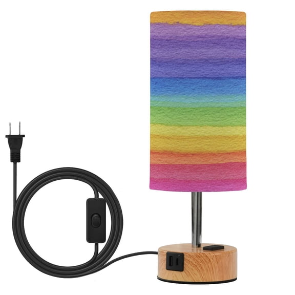 Touch Control Table Lamp with LED Bulb Bedside Lamp for Bedroom Living Room Watercolor Rainbow Colors
