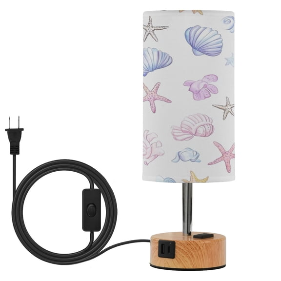 Touch Control Table Lamp with LED Bulb Bedside Lamp for Bedroom Living Room Watercolor Seashells
