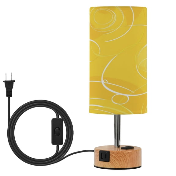 Touch Control Table Lamp with LED Bulb Bedside Lamp for Bedroom Living Room Yellow Circles and Lines