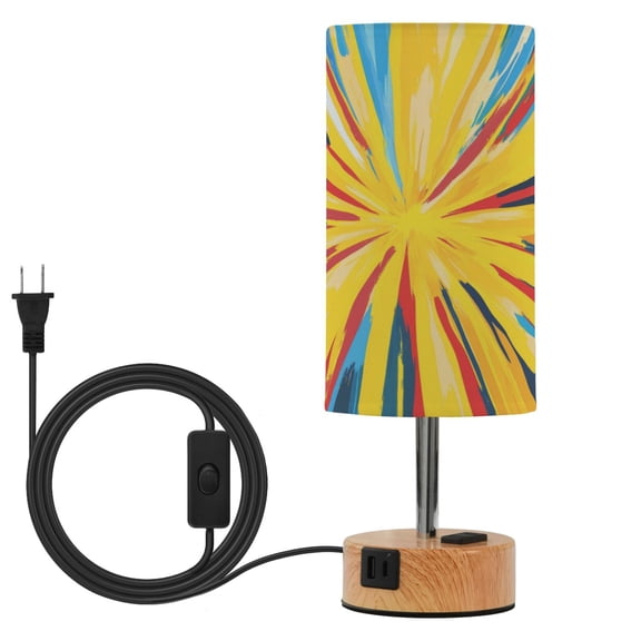 Touch Control Table Lamp with LED Bulb Bedside Lamp for Bedroom Living Room Yellow Fireworks Explosion