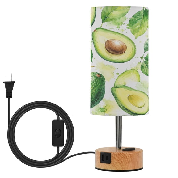 Touch Control Table Lamp with Wood Grain Metal Base, 3 Color Temperature Adjustable LED Eye Caring Desk Lamp for Bedroom Study Green Avocado