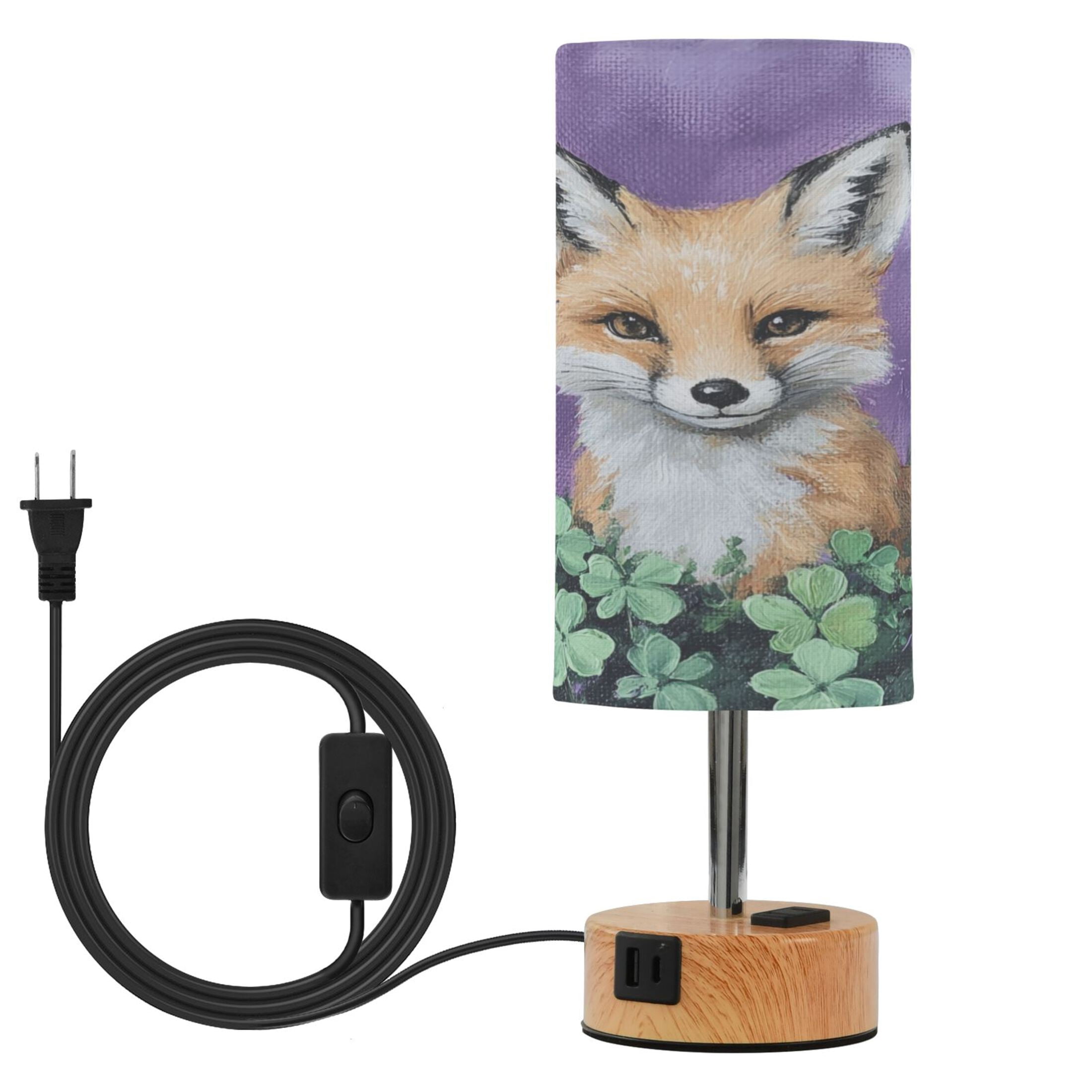 Touch Control Table Lamp with Wood Grain Metal Base, 3 Color ...