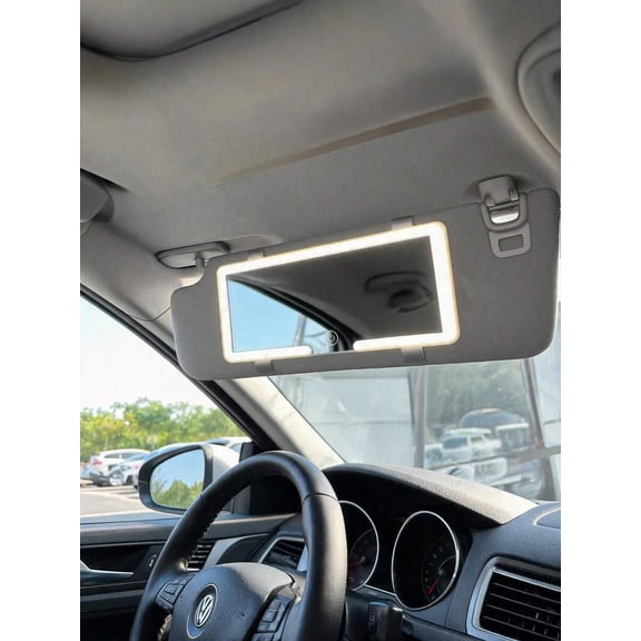 Touch Dimmable Car Visor Mirror – 3 Lighting Modes for Natural Makeup, 1200mAh Portable Charging, Universal Fit