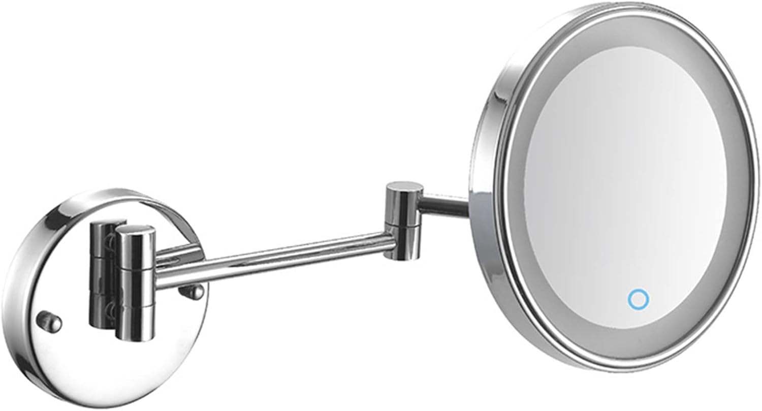Touch Dimming Switch Makeup Mirror with Lights and Magnification Chrome