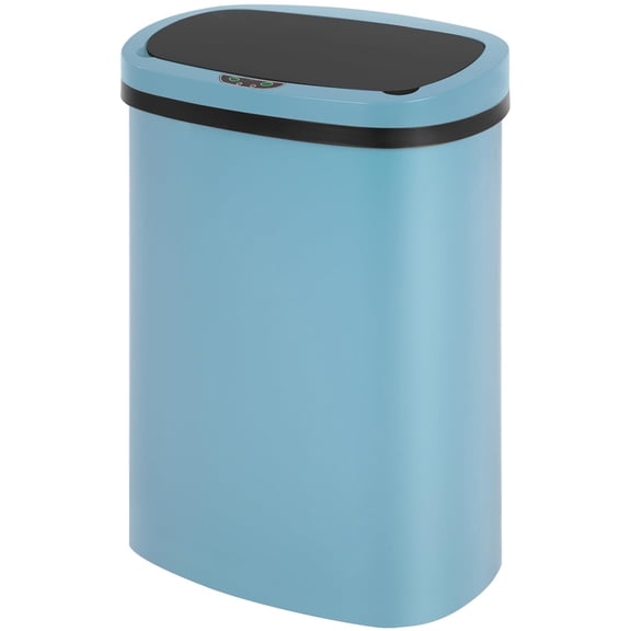 13 Gallon 50 Liter Motion-Sensor Kitchen Trash Can with Quiet-Close Lid, Blue Rectangular Plastic Design